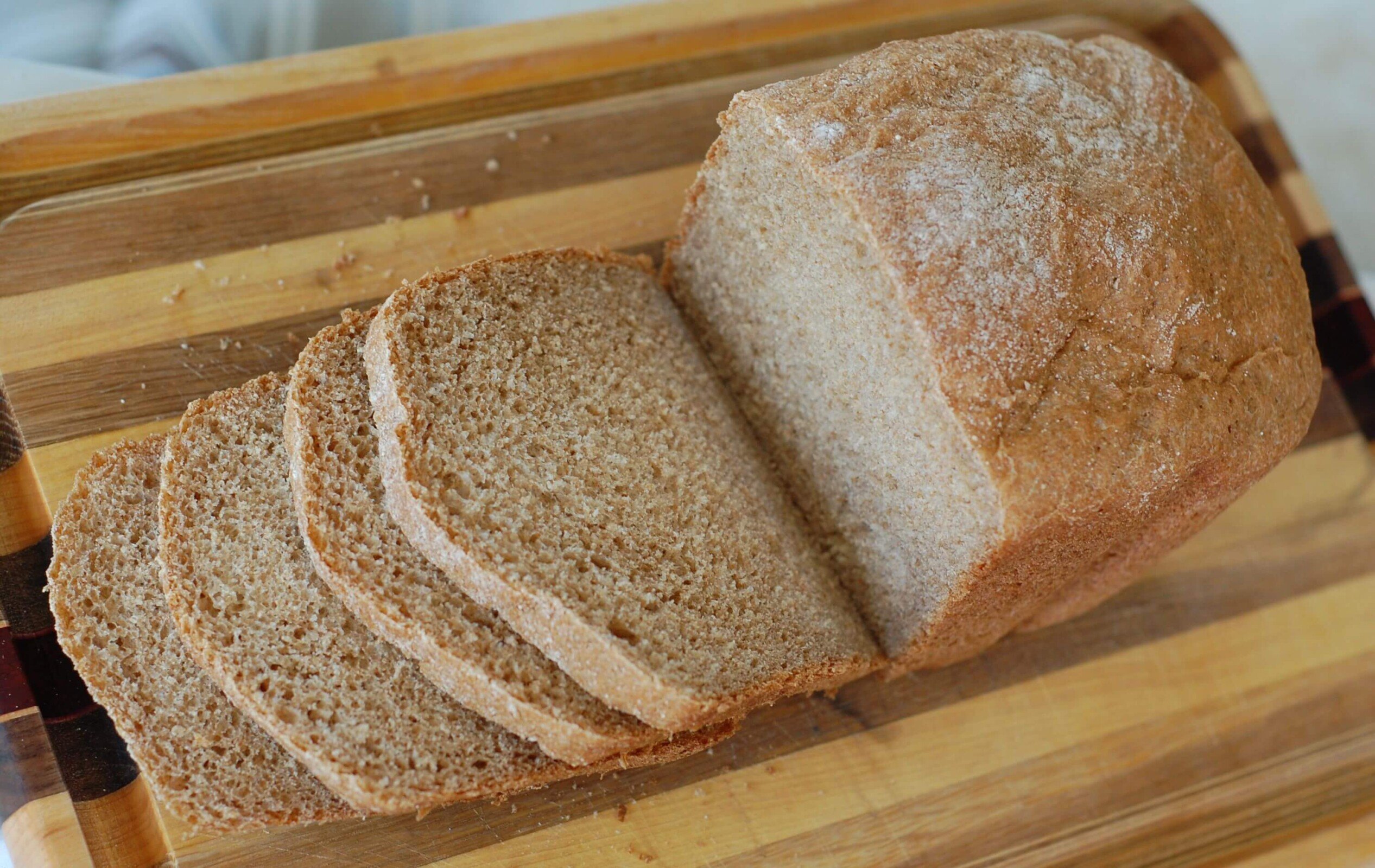 Whole Wheat Slices honey whole wheat sandwich bread made in a bread machine