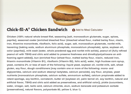 Cfa Nutrition Chart