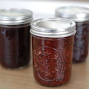three jars of homemade jam