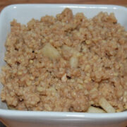 Millet porridge in a white bowl