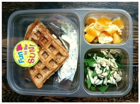 Waffle sandwich with a salad Waffle sandwich with a salad