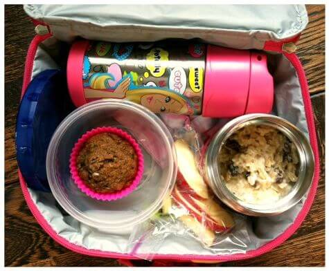 lunch in bag - oatmeal and muffin lunch in bag - oatmeal and muffin