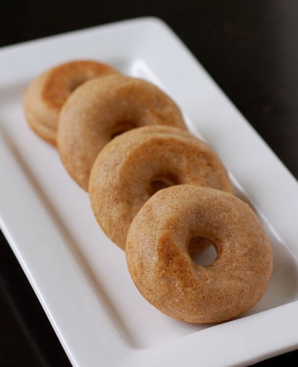 Baked whole wheat donut recipe using a mini donut maker from 100 Days of Real Food