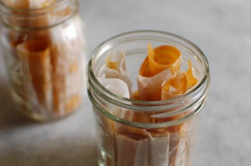 Homemade mango and lime fruit-roll ups