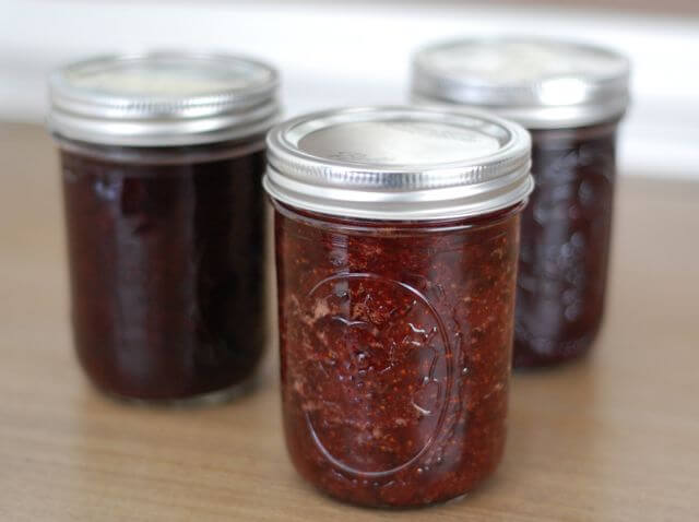 Three cans of sugar-free jam.