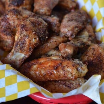 oven baked wings in a basket