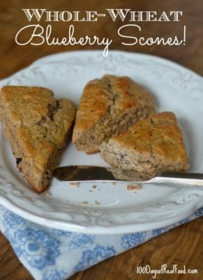 Whole-Wheat Blueberry #Scones on 100 Days of #RealFood