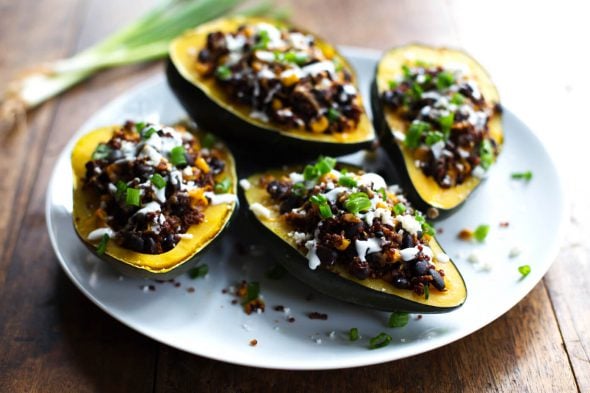 Roasted Corn and Quinoa Stuffed Squash on 100 Days of #RealFood