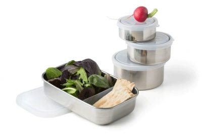 LunchBots Trio Stainless Steel 3 Compartment Bento Box Pink