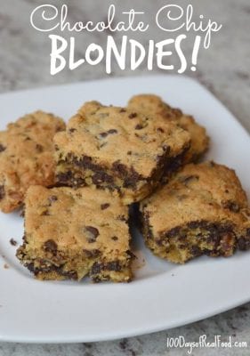 Chocolate Chip Blondies on 100 Days of #RealFood