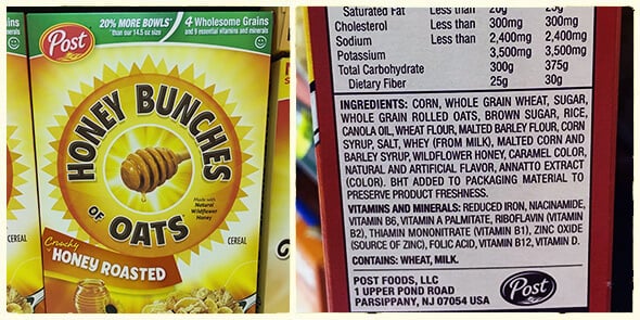 What's in your cereal on 100 Days of Real Food - Honey Bunches of Oats