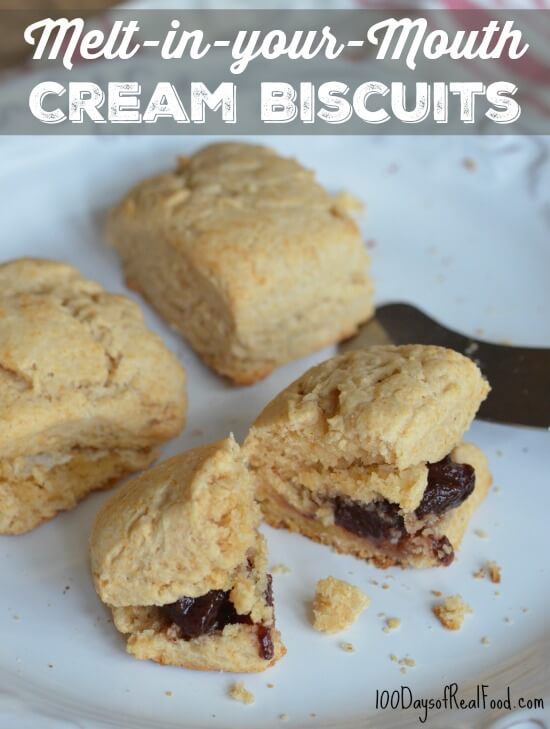 Three Melt in your Mouth Cream Biscuits with one filled with jelly.