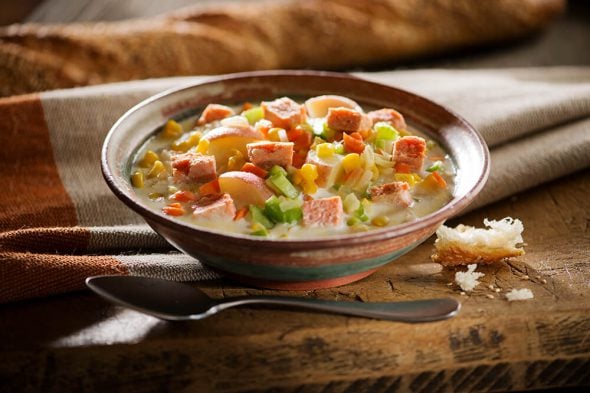 Salmon Chowder - Easy Salmon Recipe Contest + Giveaway on 100 Days of Real Food Salmon Chowder - Easy Salmon Recipe Contest + Giveaway on 100 Days of Real Food