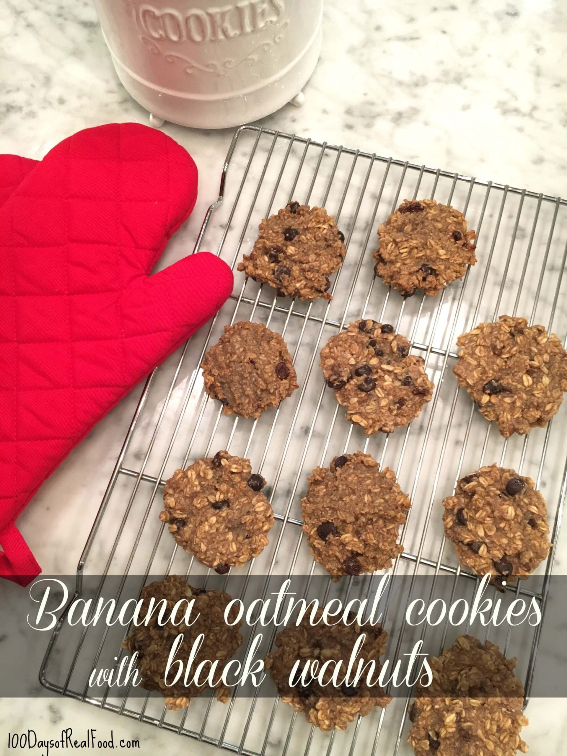 Banana Oatmeal Cookies (with black walnuts)