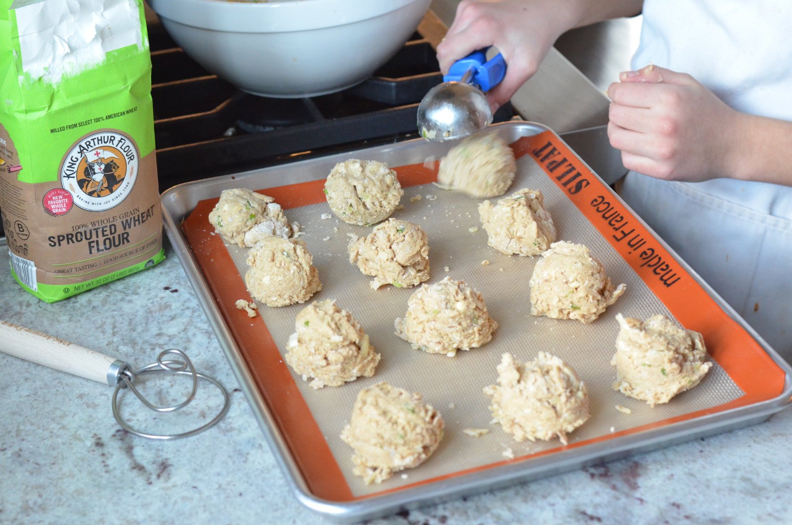 Sprouted Wheat Cheddar and Chive Scones on 100 Days of Real Food