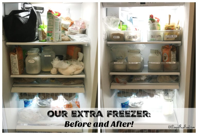 our extra freezer before and after organizing
