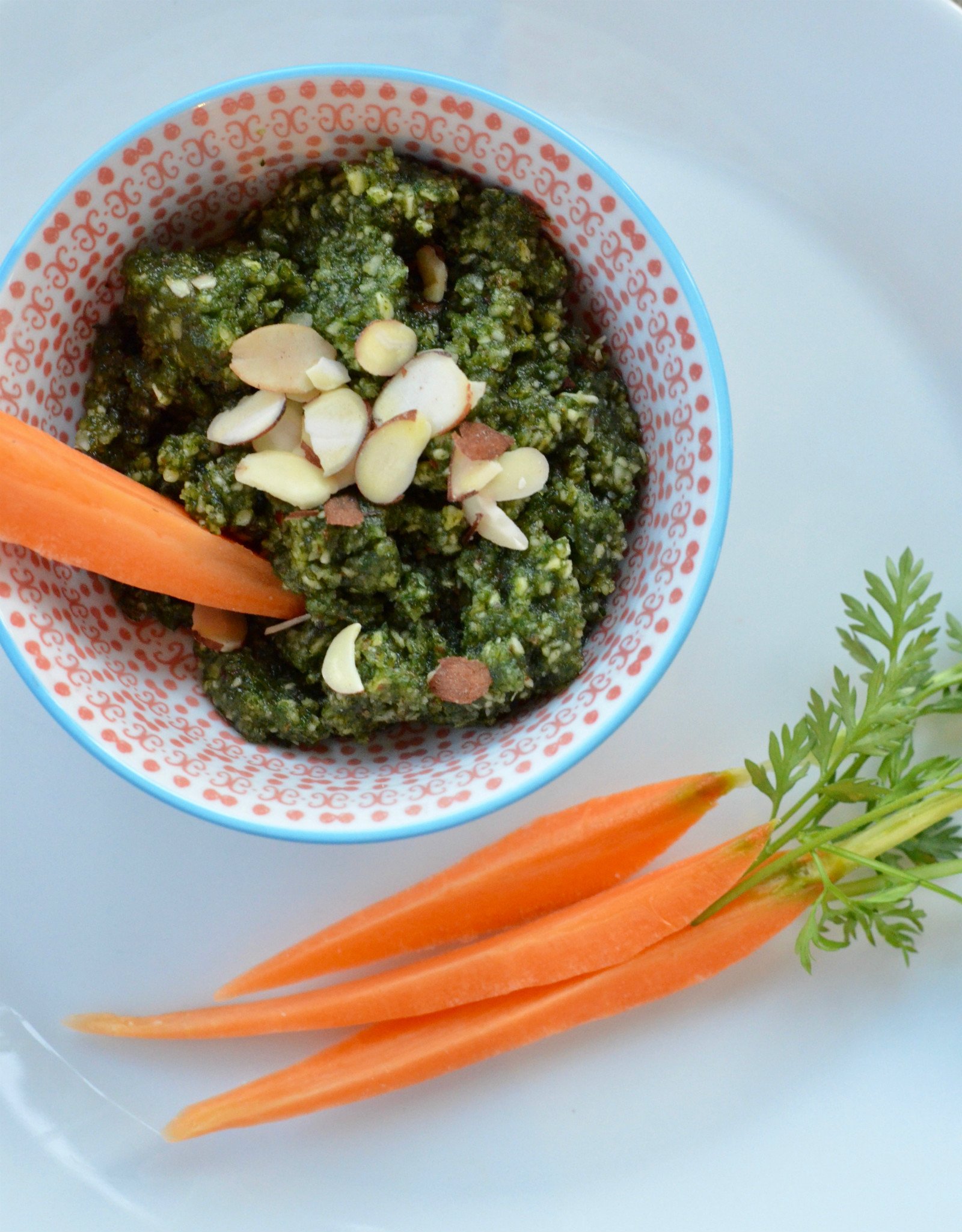 Carrot Top Almond Pesto on 100 Days of Real Food