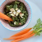 Carrot Top Almond Pesto on 100 Days of Real Food