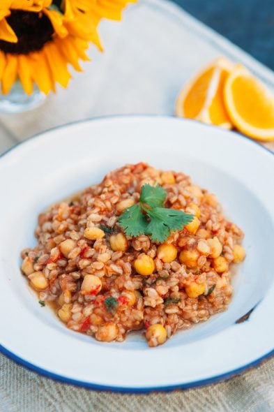 chickpea and farro stew