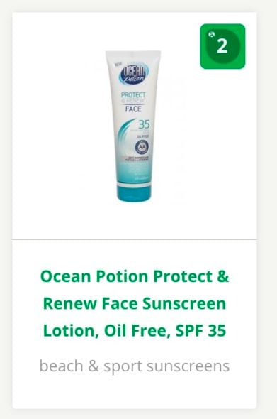 Ocean Potion Protect and Renew Face Sunscreen Lotion, Oil Free, SPF 35