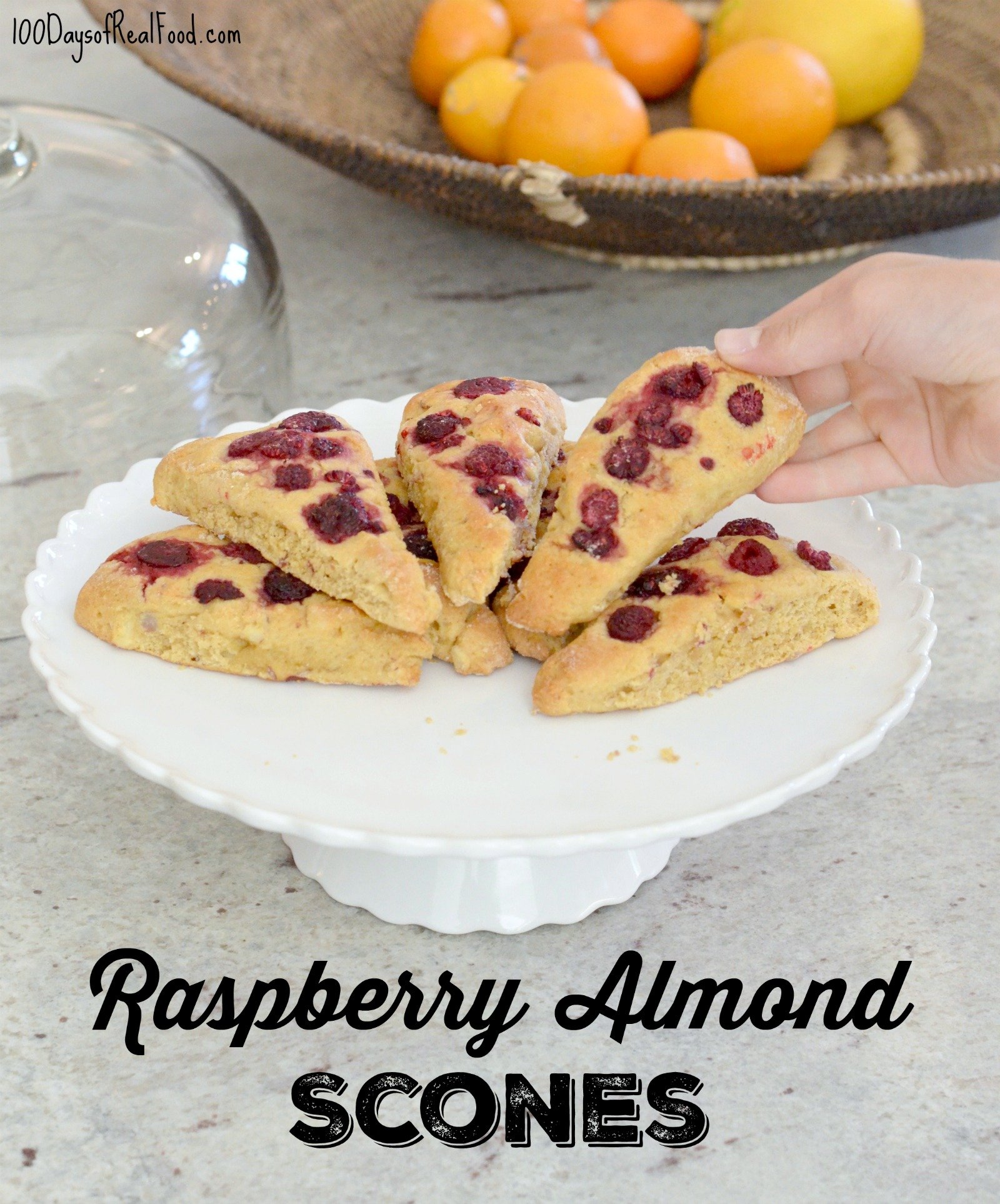 Whole-Grain Raspberry Almond Scones on 100 Days of Real Food