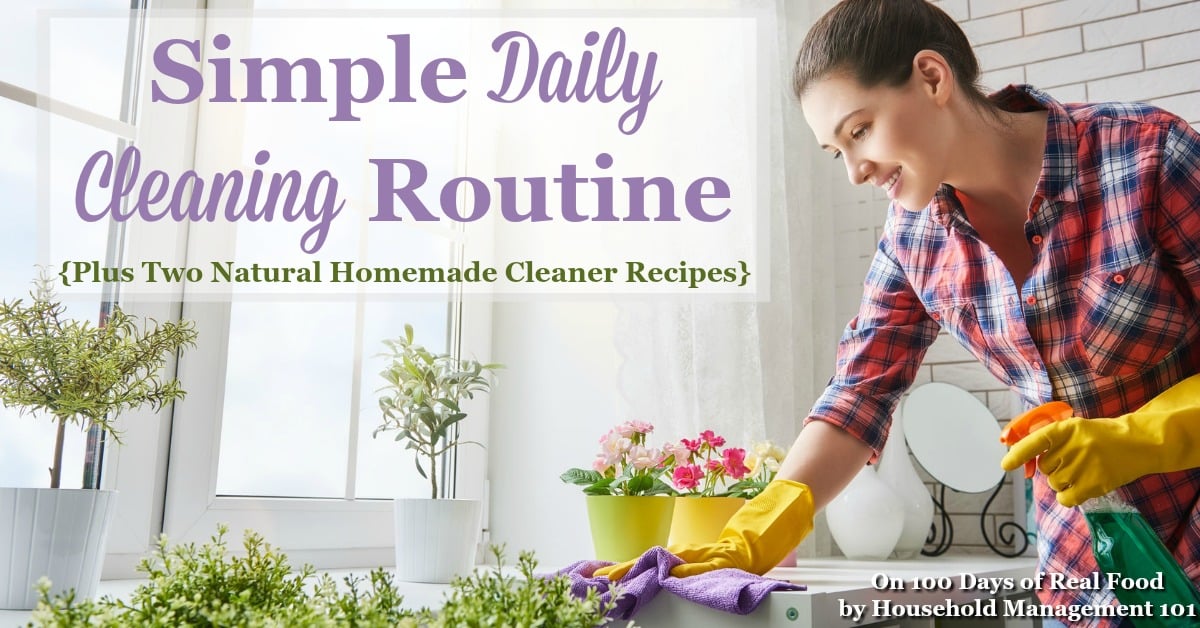 Simple Daily Cleaning Routine and Natural Homemade Cleaner Recipes on 100 Days of Real Food