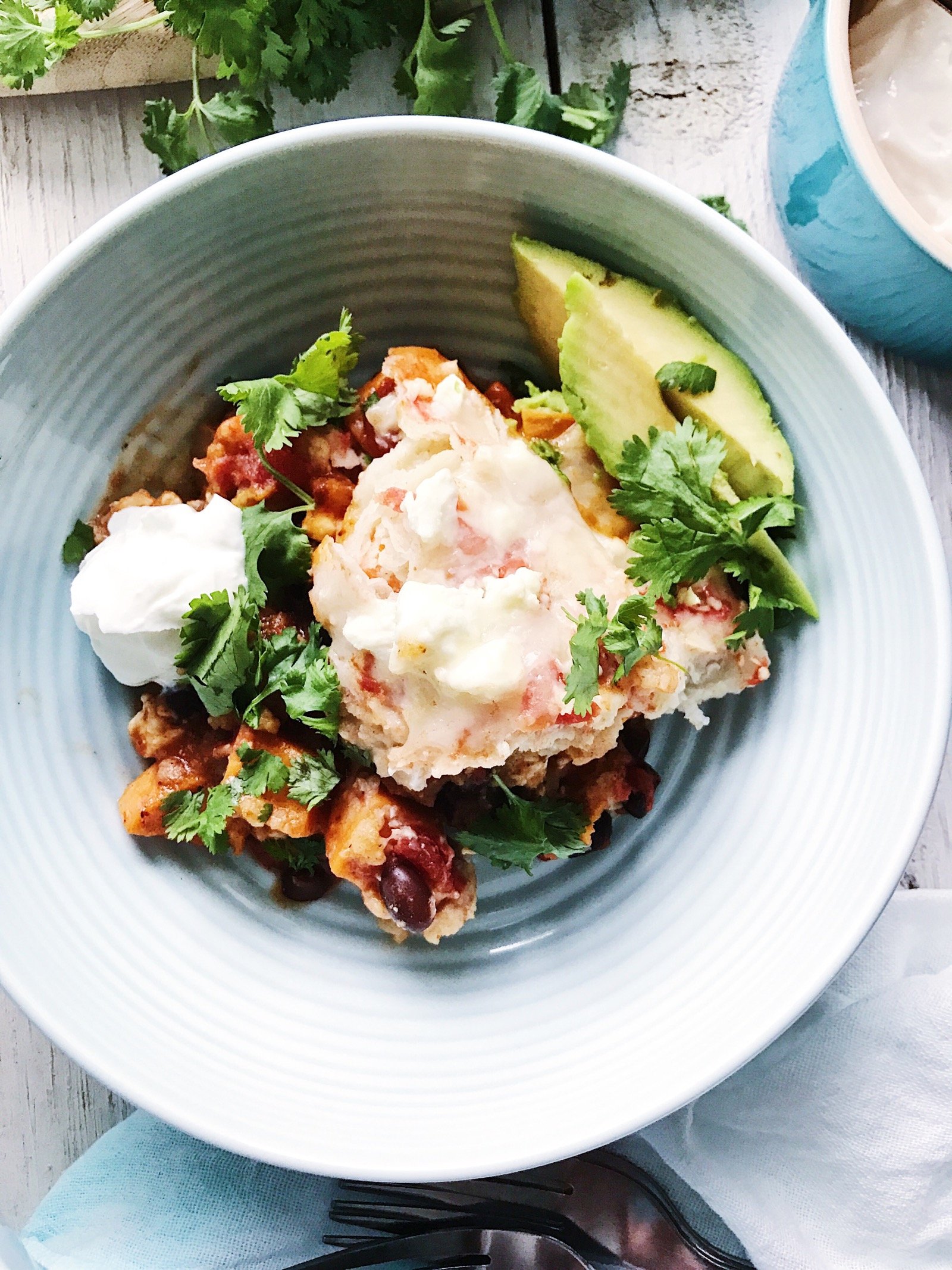 Bowl of Slow Cooker Enchiladas on 100 Days of Real Food