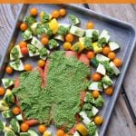 Pesto Salmon Sheet Pan Dinner on 100 Days of Real Food