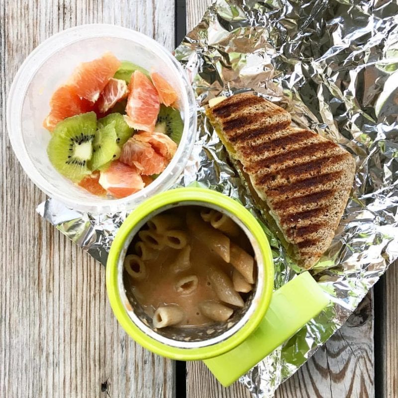 School Lunch of Soup, Salad and Defrosted Sandwich