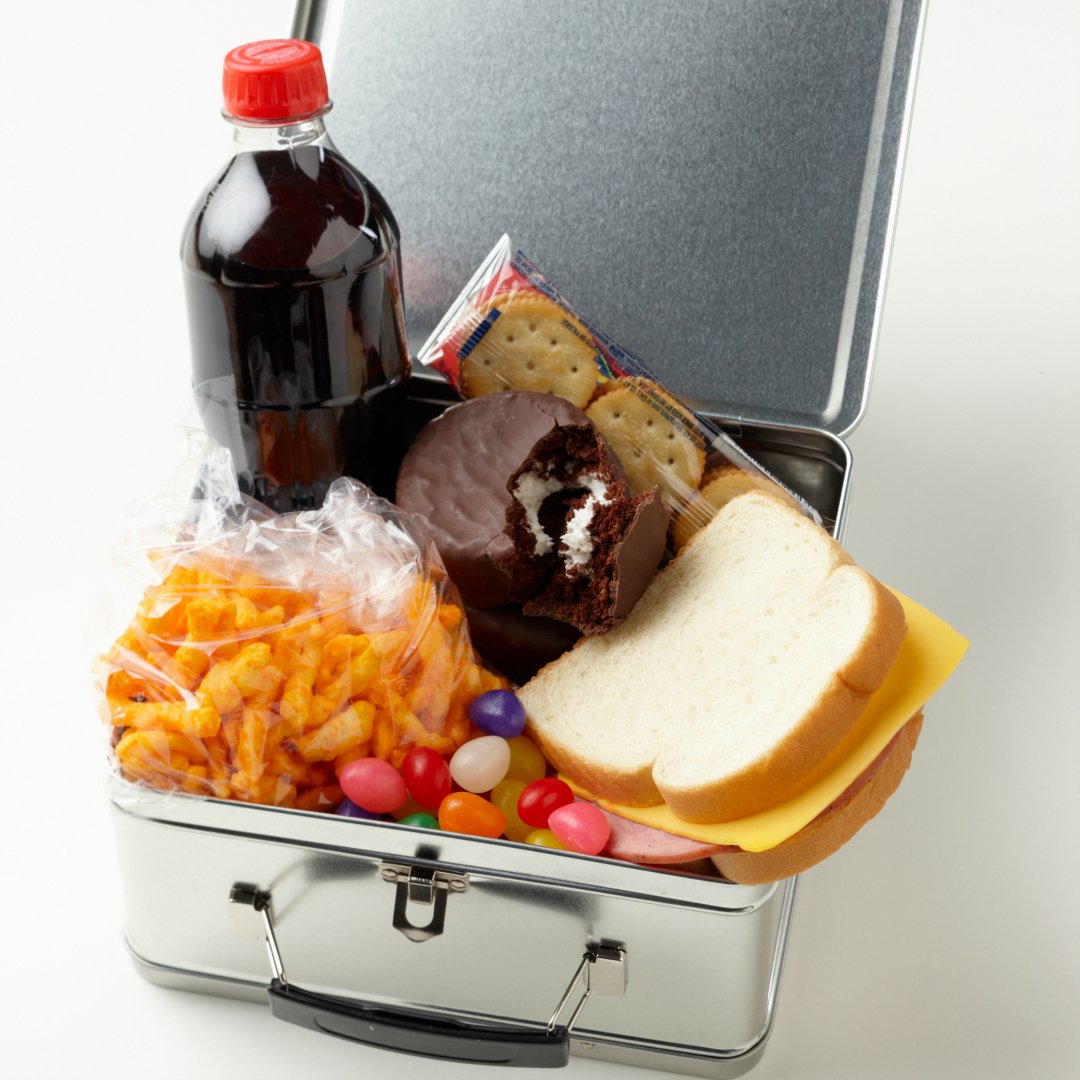 Unhealthy lunch packed with added sugar 