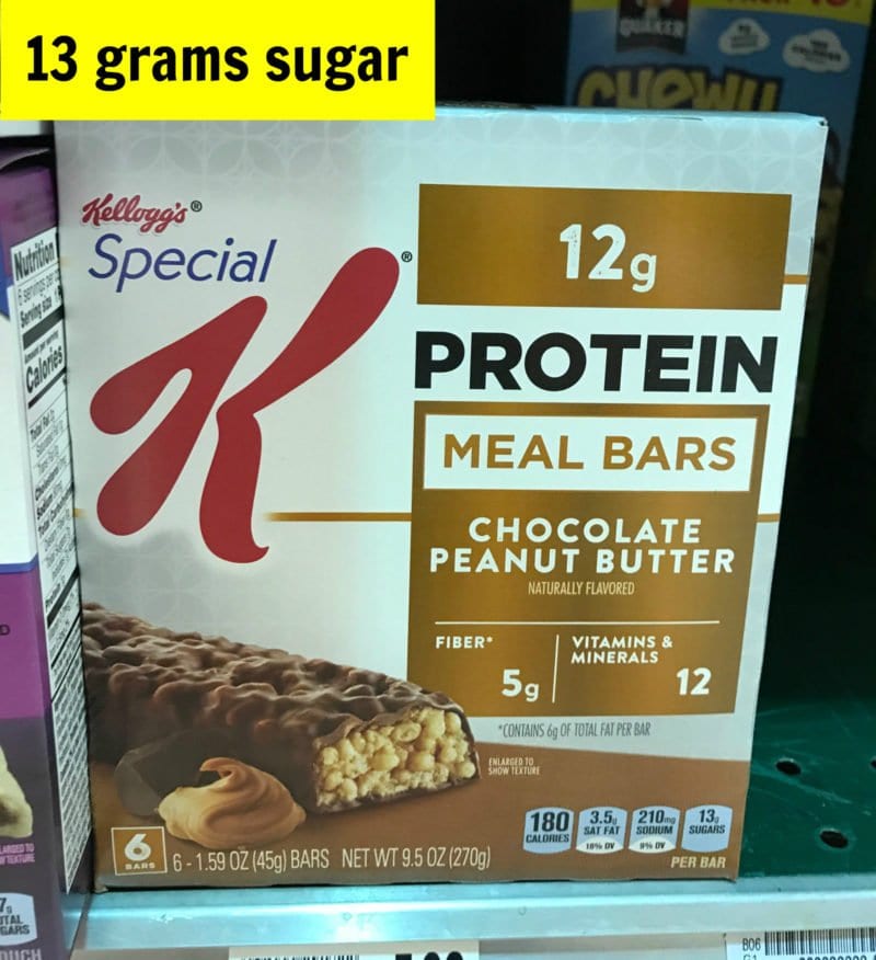 How much sugar is in Special K chocolate peanut butter bar on 100 Days of Real Food