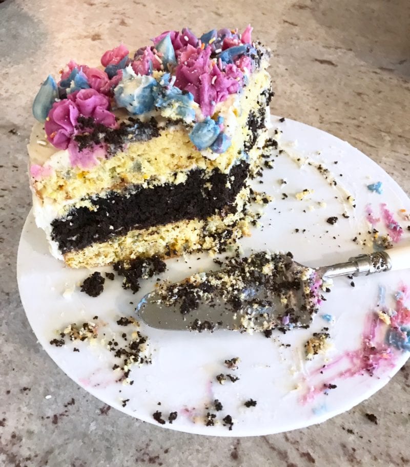 slice of homemade Unicorn Cake 