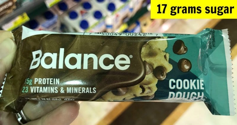 How much sugar is in Balance cookie dough bar on 100 Days of Real Food