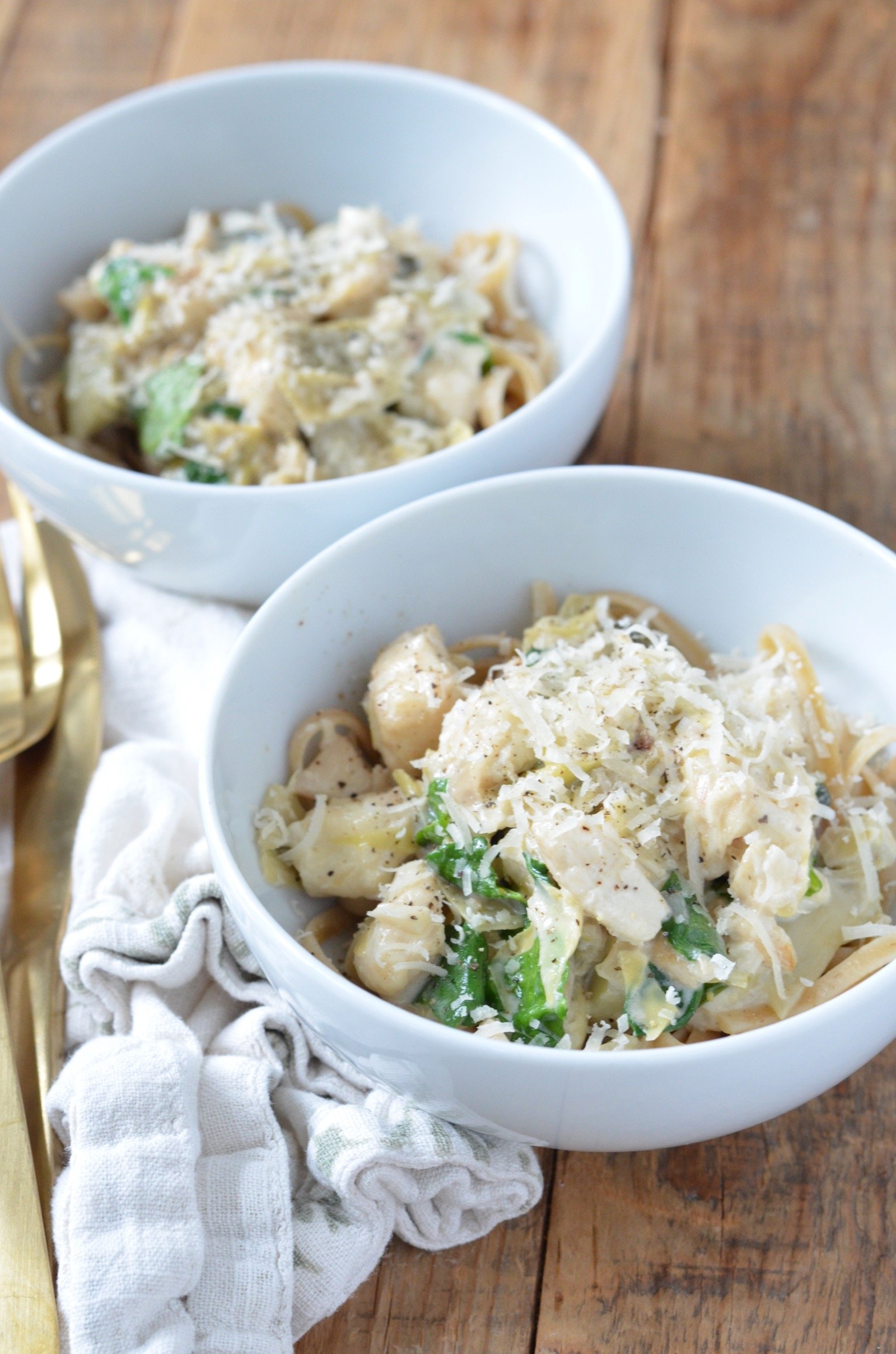 Creamy Seafood and Artichoke Linguine ⋆ 100 Days of Real Food