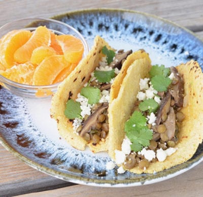 Lentil and mushroom tacos on 100 Days of Real Food