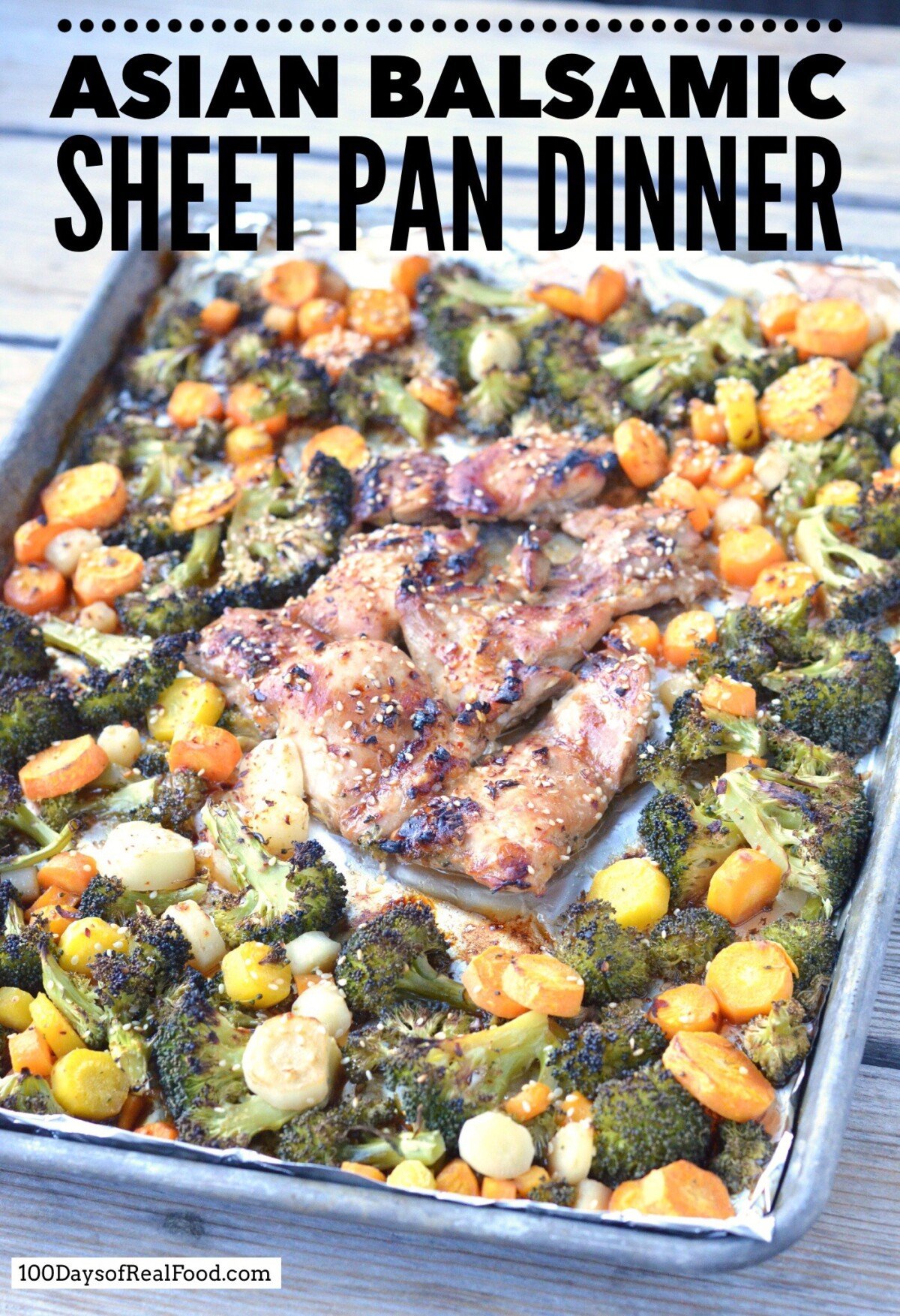 Asian Balsamic Sheet Pan Dinner with carrot and broccoli