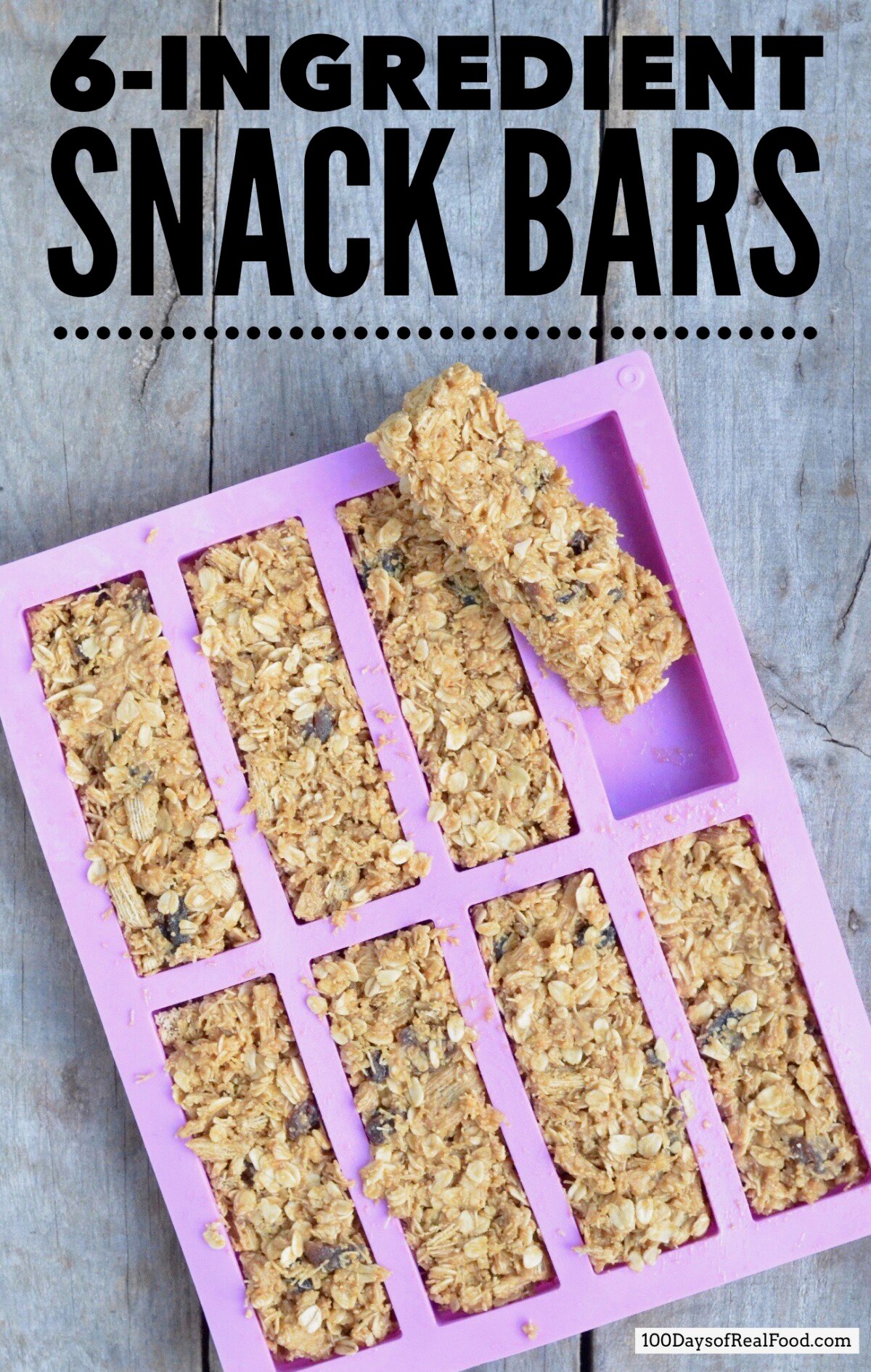 8 homemade cereal bars in a pink silicone mold. 