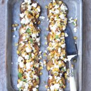 Eggplant with Corn and Feta on 100 Days of Real Food