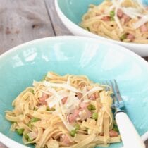 Simple Pasta with Peas and Ham on 100 Days of Real Food