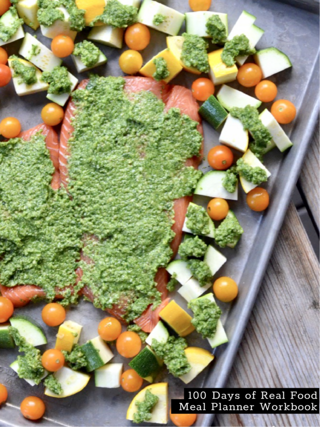 Pesto Salmon Sheet Pan Dinner