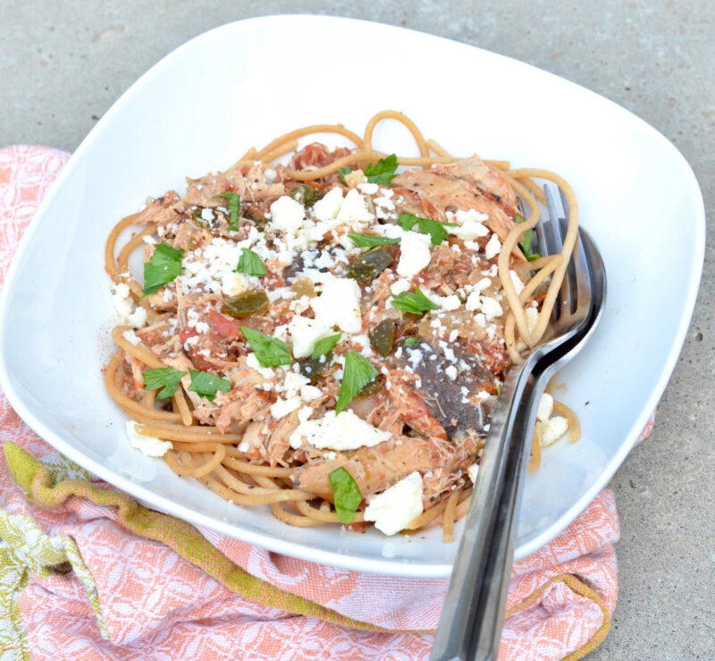 Slow Cooker Spanish Chicken and Chorizo Pasta ⋆ 100 Days of Real Food