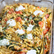 Roasted Garlic and Tomato Pasta with Kale on 100 Days of Real Food