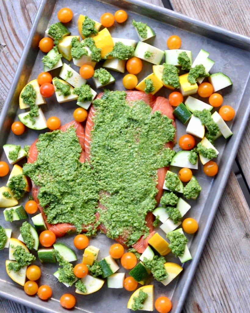 Pesto Salmon Sheet Pan Dinner-image