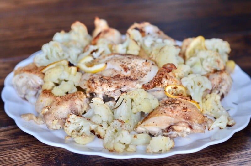Lemon Roasted Chicken and Cauliflower ⋆ 100 Days of Real Food