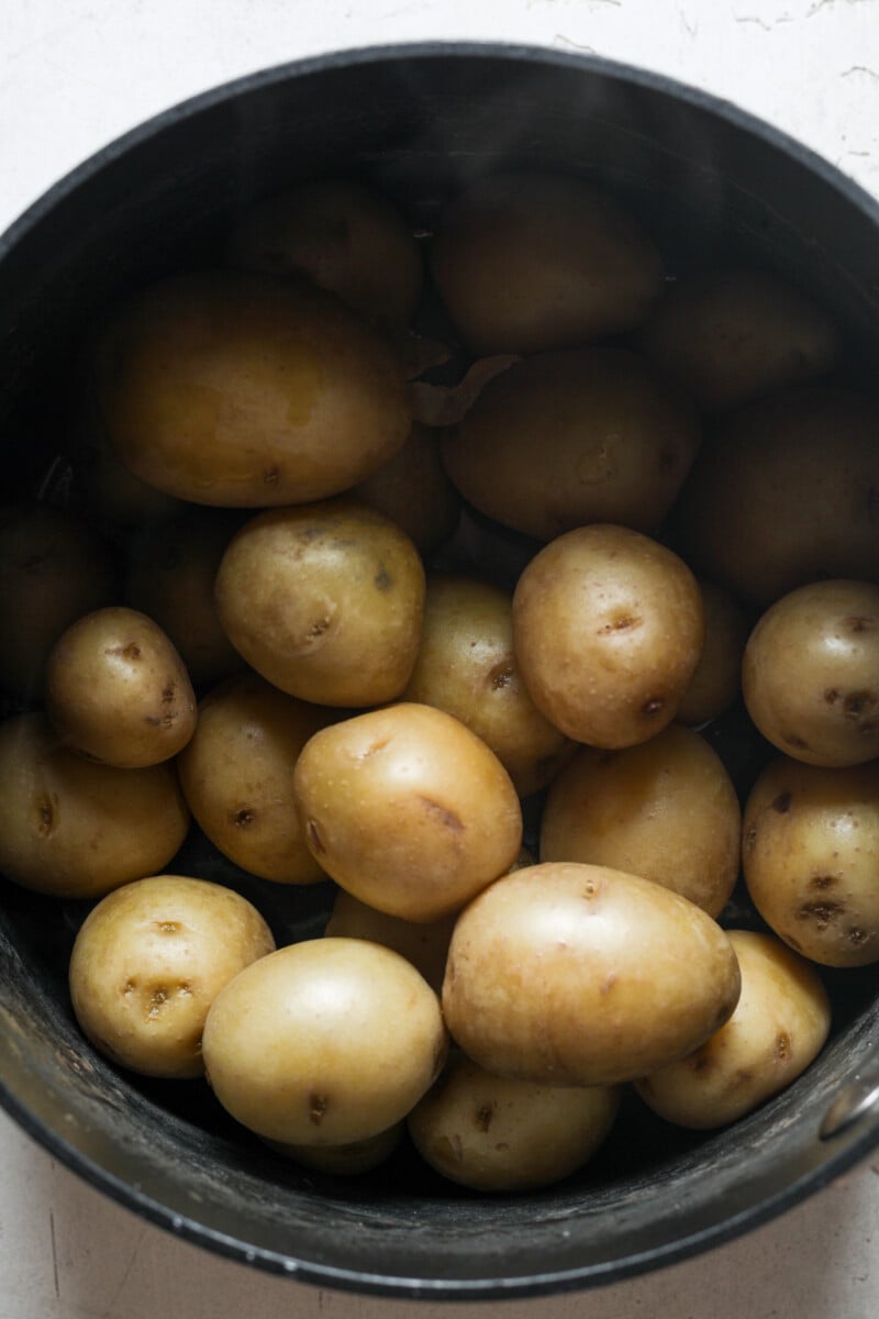 Boiled yellow potatoes.