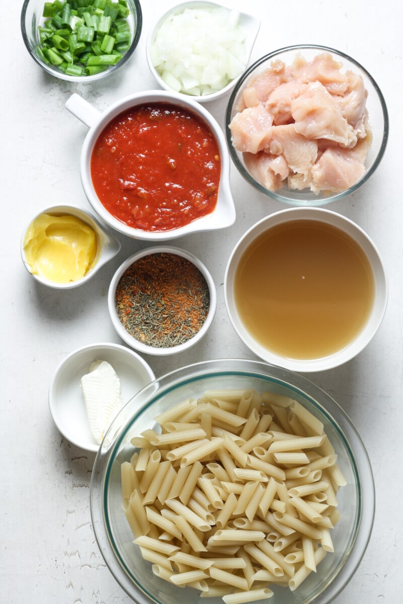 Ingredients for Cajun Chicken Pasta.