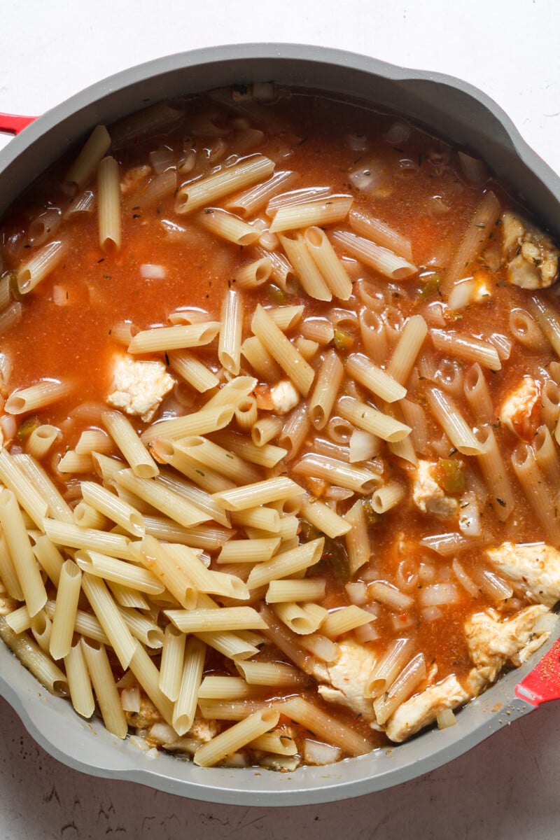 Spaghetti with Chicken and Tomato Sauce.
