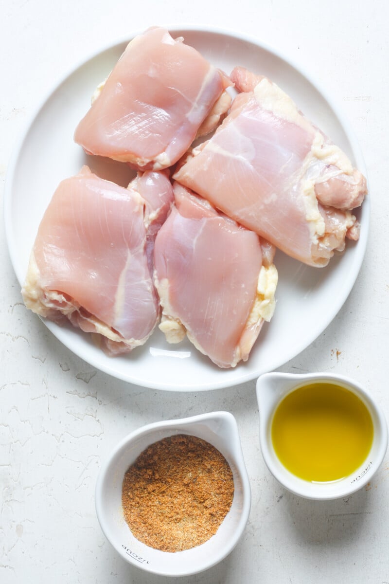 Ingredients for air fryer chicken thighs.