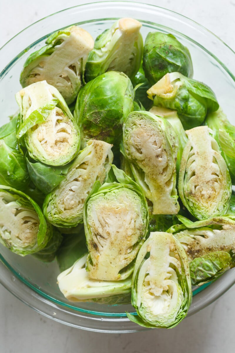 Seasoned Brussels sprouts.