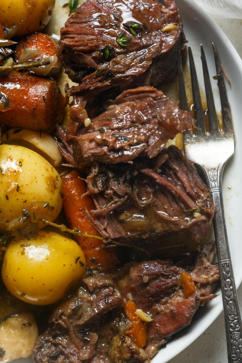 Pot roast on plate.